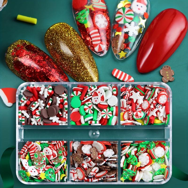 Christmas Nail Art Charms Red Socks Hats Polymer Clay Winter Xmas Decoration
