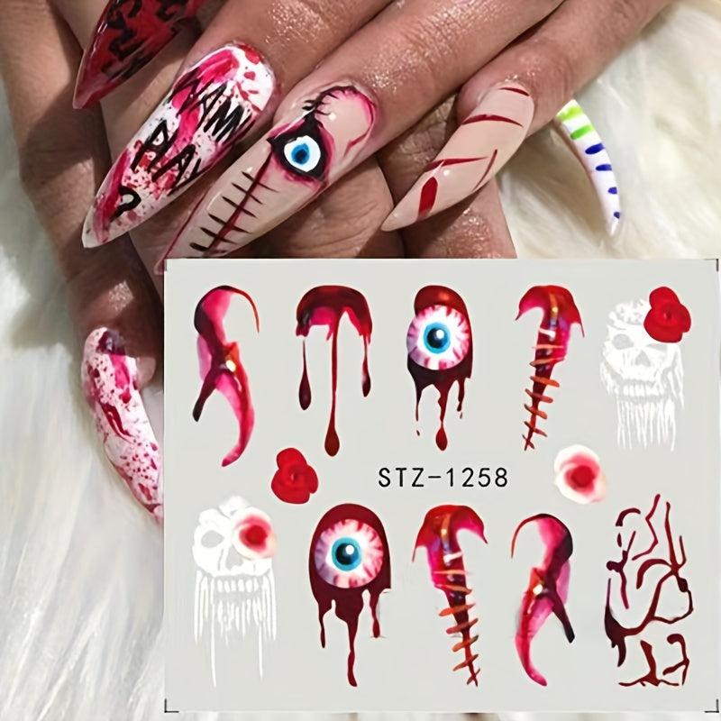 Halloween Nail Water Transfer Stickers Pumpkin Spider Bat Decals