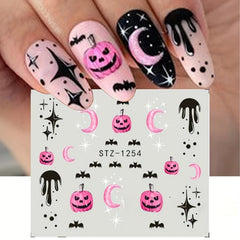 Halloween Nail Water Transfer Stickers Pumpkin Spider Bat Decals