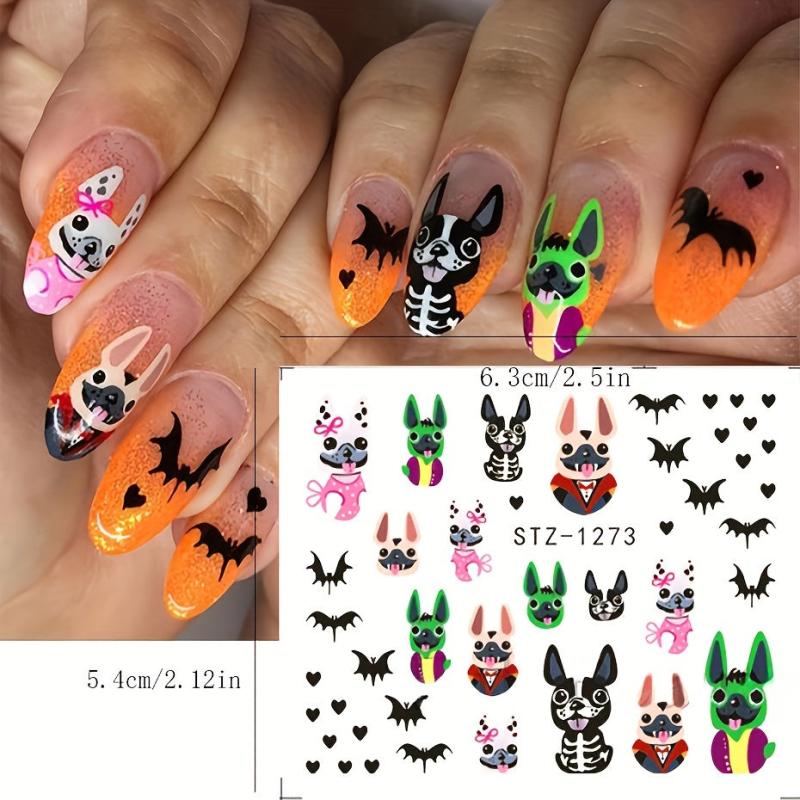 Halloween Nail Water Transfer Stickers Pumpkin Spider Bat Decals