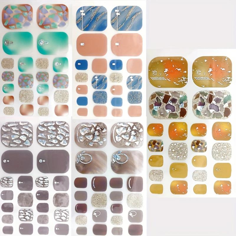 5 Sheets Self Adhesive Toe Nail Decals for Women & Girls - Includes 2 Nail Files