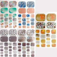 5 Sheets Self Adhesive Toe Nail Decals for Women & Girls - Includes 2 Nail Files
