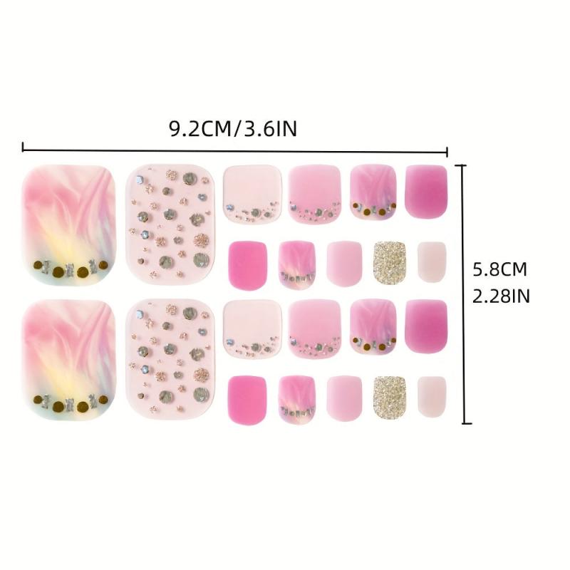 5 Sheets Self Adhesive Toe Nail Decals for Women & Girls - Includes 2 Nail Files