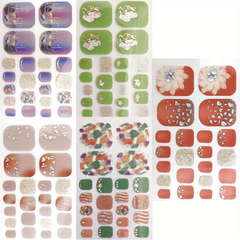 5 Sheets Self Adhesive Toe Nail Decals for Women & Girls - Includes 2 Nail Files