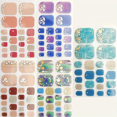 5 Sheets Self Adhesive Toe Nail Decals for Women & Girls - Includes 2 Nail Files