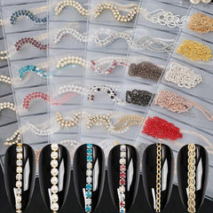 6pcs 3D Metal Punk Nail Art Chains Jewelry for Acrylic Nails