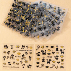 30 Sheets 3D Cat Nail Art Stickers Self Adhesive Cartoon Cat Nail Art Decals