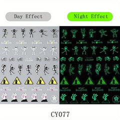 Luminous Halloween Nail Stickers Pumpkin Bat Ghost Spider