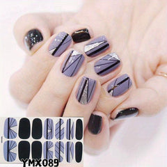Glitter Nail Polish Strips Self Adhesive Art Decals with File