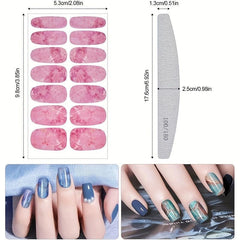12 Sheets Marble Nail Art Polish Stickers Self Adhesive Full Wrap Strips