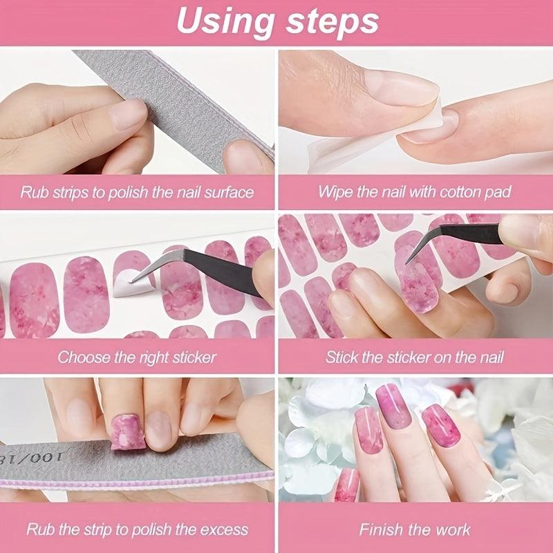 12 Sheets Marble Nail Art Polish Stickers Self Adhesive Full Wrap Strips