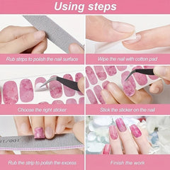 12 Sheets Marble Nail Art Polish Stickers Self Adhesive Full Wrap Strips