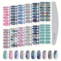 12 Sheets Marble Nail Art Polish Stickers Self Adhesive Full Wrap Strips