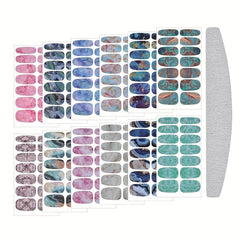 12 Sheets Marble Nail Art Polish Stickers Self Adhesive Full Wrap Strips