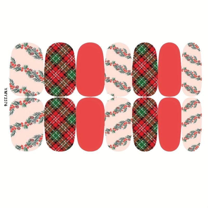 Xmas Nail Polish Stickers Snowflake Elk Christmas Tree Nail Polish Strips