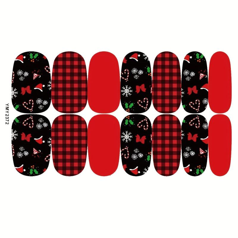 Xmas Nail Polish Stickers Snowflake Elk Christmas Tree Nail Polish Strips