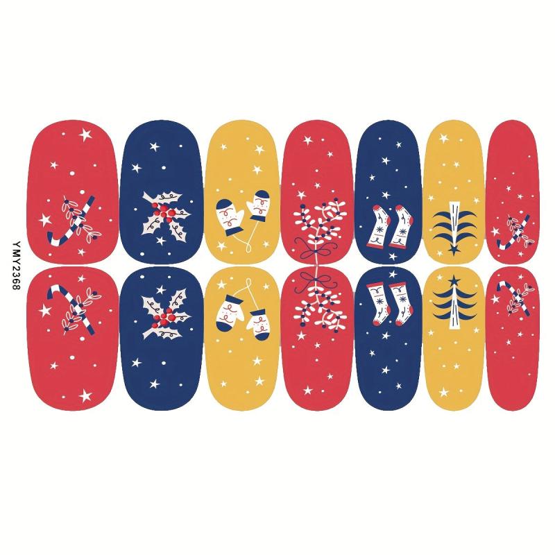 Xmas Nail Polish Stickers Snowflake Elk Christmas Tree Nail Polish Strips