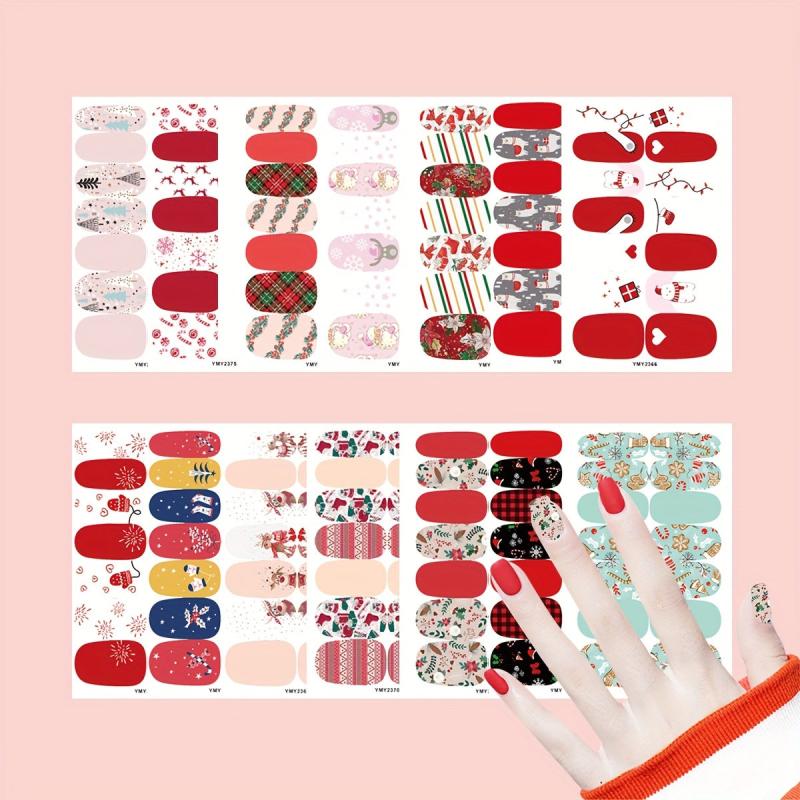 Xmas Nail Polish Stickers Snowflake Elk Christmas Tree Nail Polish Strips