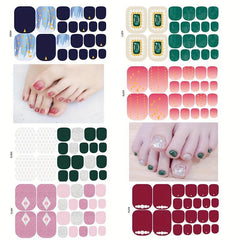 Waterproof Toenail Polish Stickers Long Lasting Full Cover Art Decal Strips