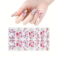 Spring Flowers Nail Polish Strips Stickers Full Nail Wraps For Women