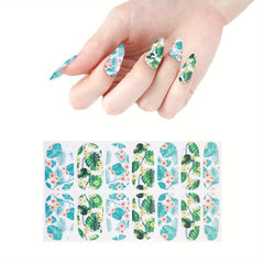 Spring Flowers Nail Polish Strips Stickers Full Nail Wraps For Women