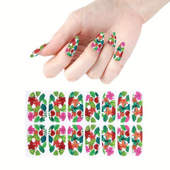 Spring Flowers Nail Polish Strips Stickers Full Nail Wraps For Women