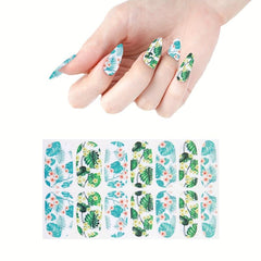Spring Flowers Nail Polish Strips Stickers Full Nail Wraps For Women