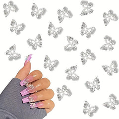3D Alloy Butterfly Nail Charms Metal Butterfly Nail Gems Nail Rhinestones