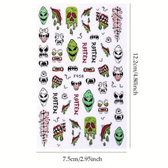 Devilish Halloween Nail Art Stickers Realistic Decals for Acrylic Nails