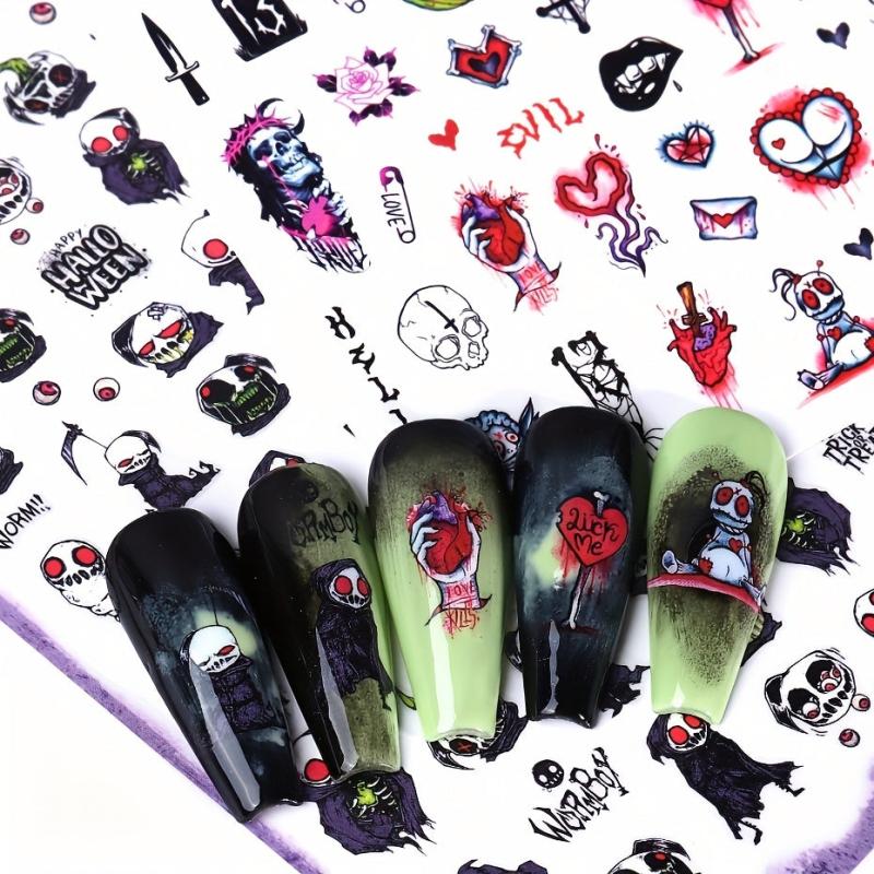 Devilish Halloween Nail Art Stickers Realistic Decals for Acrylic Nails