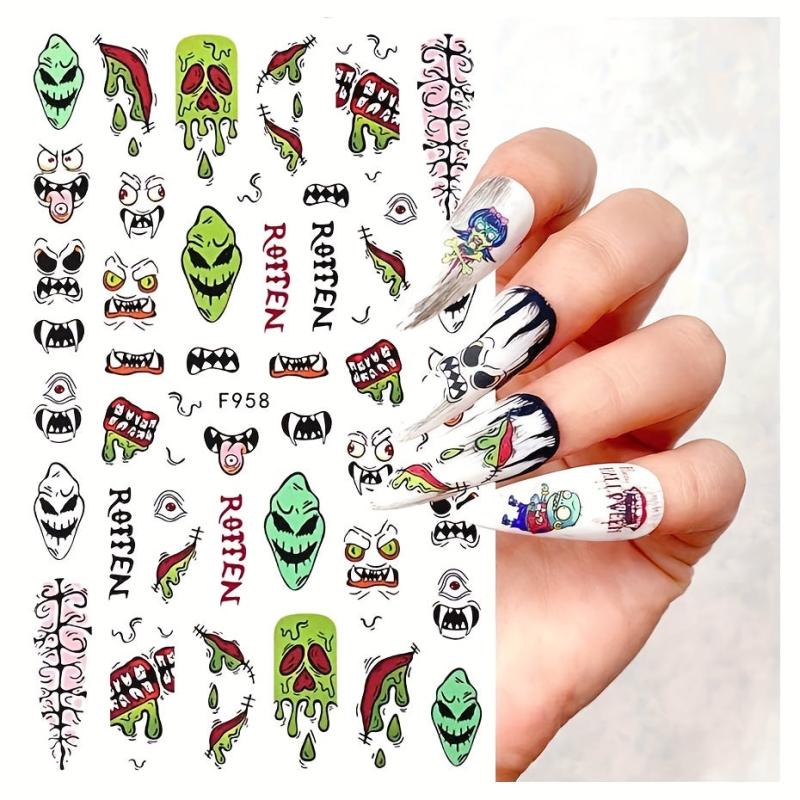 Devilish Halloween Nail Art Stickers Realistic Decals for Acrylic Nails