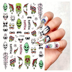 Devilish Halloween Nail Art Stickers Realistic Decals for Acrylic Nails