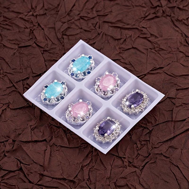6pcs High-End Nail Art Charms with Gemstones - Nail Art Jewelry