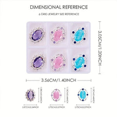 6pcs High-End Nail Art Charms with Gemstones - Nail Art Jewelry
