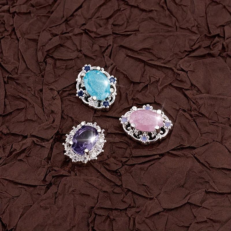6pcs High-End Nail Art Charms with Gemstones - Nail Art Jewelry