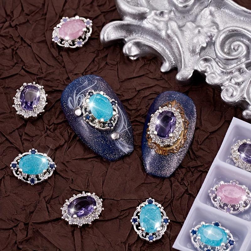 6pcs High-End Nail Art Charms with Gemstones - Nail Art Jewelry