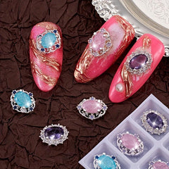 6pcs High-End Nail Art Charms with Gemstones - Nail Art Jewelry