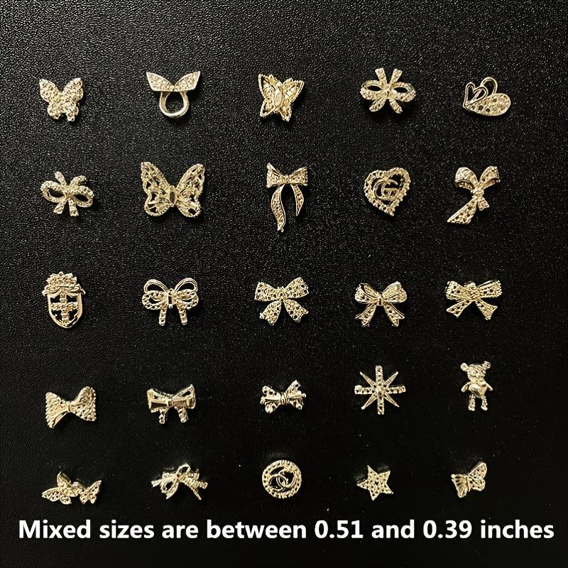 20 pcs Rhinestone Bear Butterfly Nail Art Accessories for Manicures