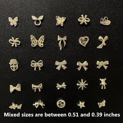 20 pcs Rhinestone Bear Butterfly Nail Art Accessories for Manicures