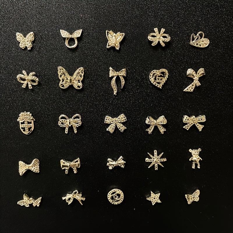 20 pcs Rhinestone Bear Butterfly Nail Art Accessories for Manicures