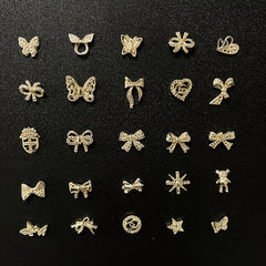 20 pcs Rhinestone Bear Butterfly Nail Art Accessories for Manicures