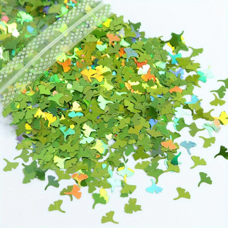 Ginkgo Leaf Glitter Nail Sequins 3D Art Flakes Confetti Sticker Makeup DIY