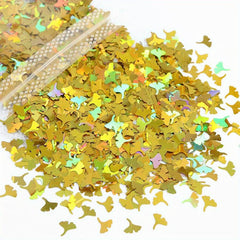 Ginkgo Leaf Glitter Nail Sequins 3D Art Flakes Confetti Sticker Makeup DIY
