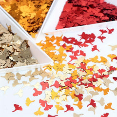 Ginkgo Leaf Glitter Nail Sequins 3D Art Flakes Confetti Sticker Makeup DIY