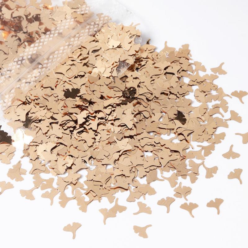Ginkgo Leaf Glitter Nail Sequins 3D Art Flakes Confetti Sticker Makeup DIY