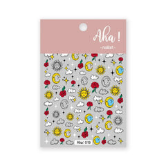 Nail Decals Unicorn Bear Sun Cloud Fake Nail Art