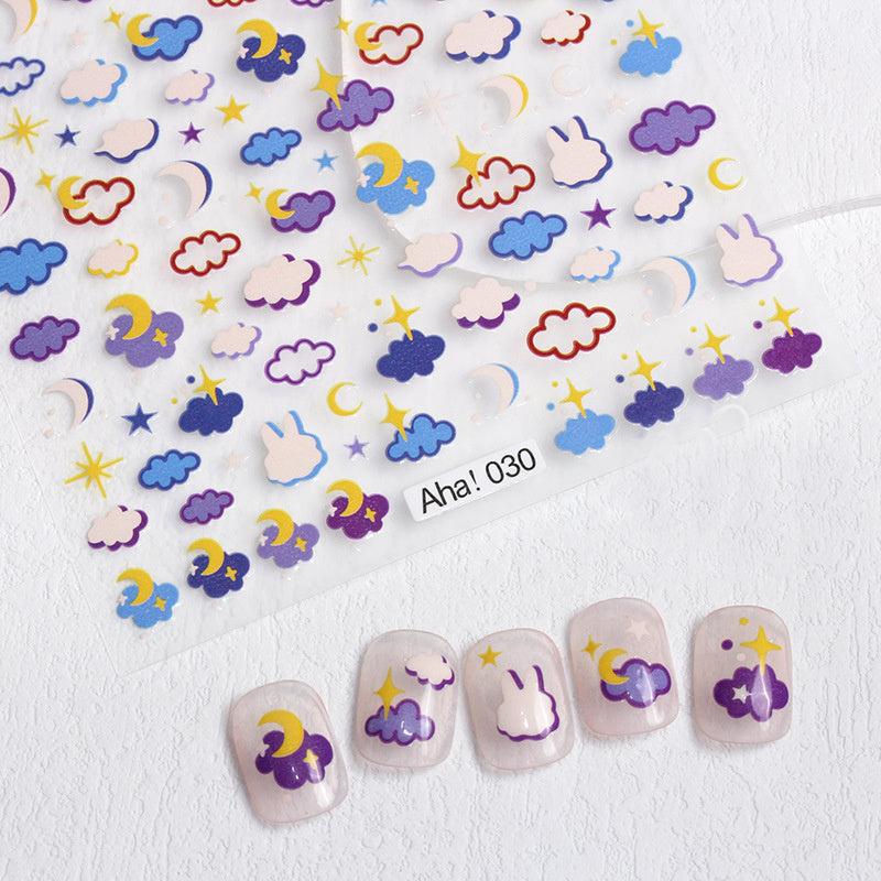 Nail Decals Unicorn Bear Sun Cloud Fake Nail Art