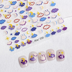 Nail Decals Unicorn Bear Sun Cloud Fake Nail Art