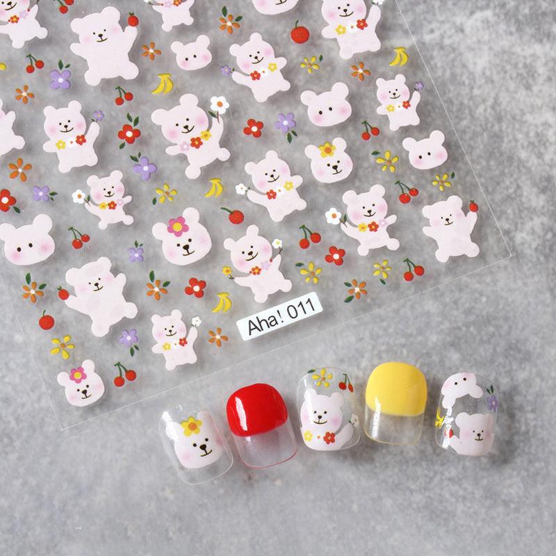 Nail Decals Unicorn Bear Sun Cloud Fake Nail Art