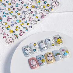 Nail Decals Unicorn Bear Sun Cloud Fake Nail Art